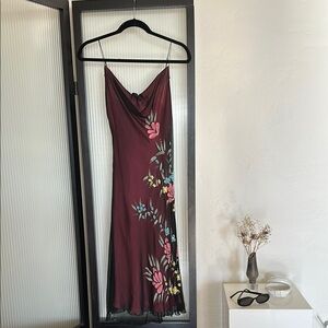Vintage Betsey Johnson Silk Midi Dress | Beaded Floral | Size 8